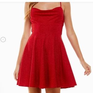 NWT Sparkly Red Party Mini Dress fit n flare